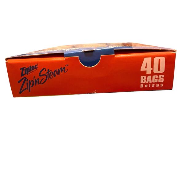 Ziploc Zip’n Steam Large Bags 40 Count Box NEW Discontinued 3-5 Servings 10X10” - Picture 9 of 9